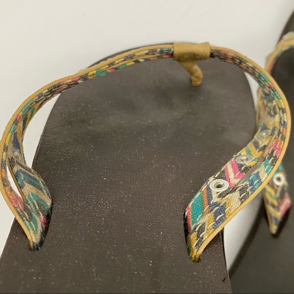 Sanuk Tan Studded Flip Flop Sandals - Picture 6 of 8